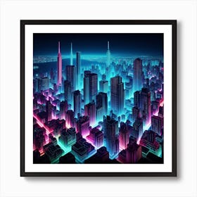 Neon Cityscape 4 Art Print