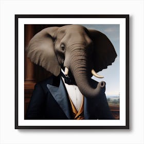 Elephant In Tuxedo Art Print