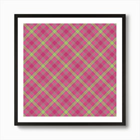 Pink Plaid Fabric Art Print