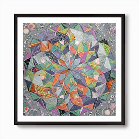 Firefly Beautiful Modern Intricate Floral Yin And Yang Mosaic Mandala Pattern In Gray, And Vibrant T (4) Art Print