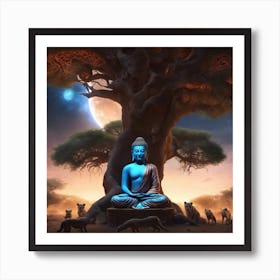 Buddha with hyenas Art Print