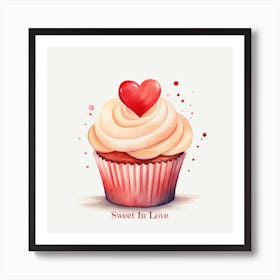 Sweet In Love Cupcake Heart Valentine's Day Art Print