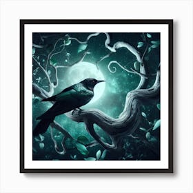 Crow In The Forest Art Print