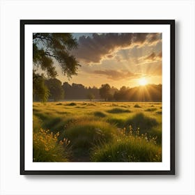 Sunrise In The Meadow Art Print