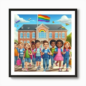 Rainbow School Children 1 Art Print