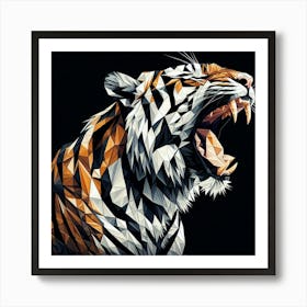 Roaring Tiger Black Background Art Print Art Print