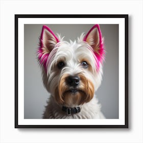 Westie Dog Print Hot Pink Art Print