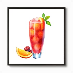 Berry Cocktail Watercolor Illustration Art Print