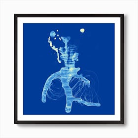 Retinolman Or Edward Scissorhands Blue Square Art Print