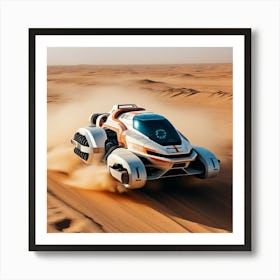 Futuristic Car In The Desert Art Print