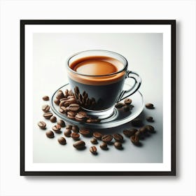 Coffee Cup With Coffee Beans 1 Art Print