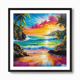 Sunset At The Beach 60 Art Print