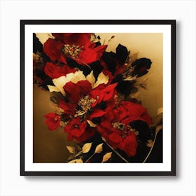 Gutai Red And Black Flowers Art Print