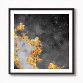 100 Nebulas in Space with Stars Abstract in Black and Gold n.040 Art Print