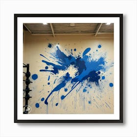 Blue Paint Splatter Art Print