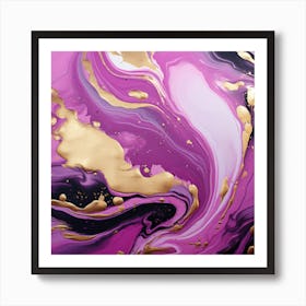 Purple And Gold Abstract Painting Paint Pour 1 Art Print