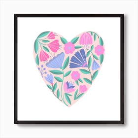 Botanical Heart 1 Square Art Print