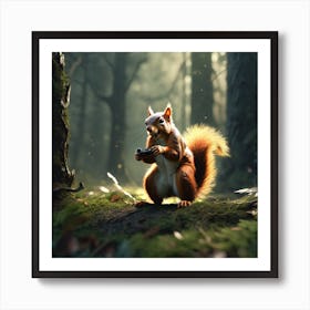 Squirrel In The Forest 327 Art Print