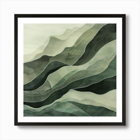 Japanese Watercolour Of Mount Hakuba 4 Art Print