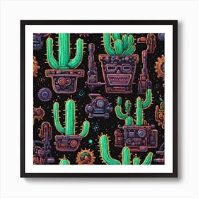 Cactus Pattern 25 Art Print