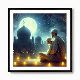 Muslim Family Prayinلمشاعر الروحانية في رمضان g Art Print