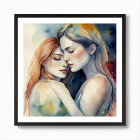 Two Women Hugging 8 Art Print