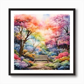 Ethereal Oasis: Blooms in Brushstrokes Art Print