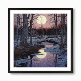 Full Moon In The Woods Art Print