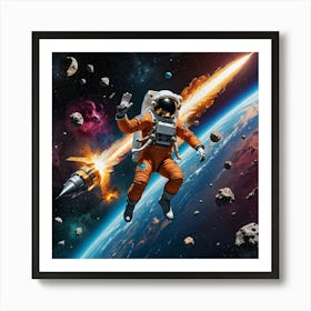 In the Realm of Asteroids: An Astronaut’s Journey Art Print