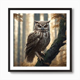 Owl In The Forest 108 Art Print