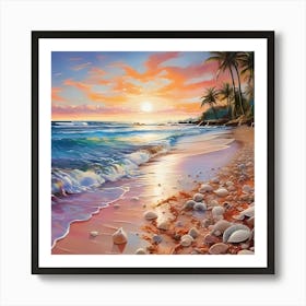 AI Tranquility in Tropical Paradise  Art Print