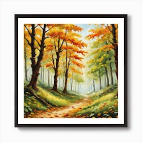 Forest In Autumn In Minimalist Style Square Composition 208 Art Print