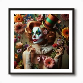 Clown With Flowers 7 Art Print