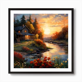 Riverside Rhapsody in Brushwork Art Print