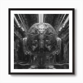 Cyborg Skull Art Print