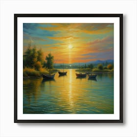 Sunset On the Lake Art Print