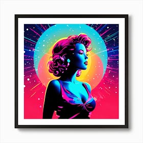 Abstract Retro Woman Hot Art Print