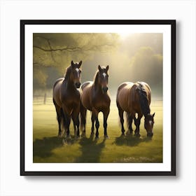 Horses In The Morning Art Print