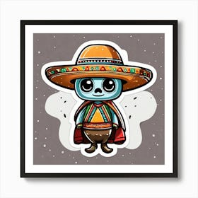 Mexican Sombrero And Pancho Sticker 2d Cute Fantasy Dreamy Vector Illustration 2d Flat Center (19) Art Print