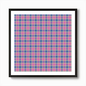 Pink And Blue Gingham Fabric Art Print