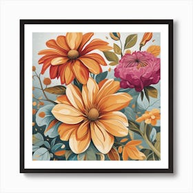 Flowers Pixel Art Print