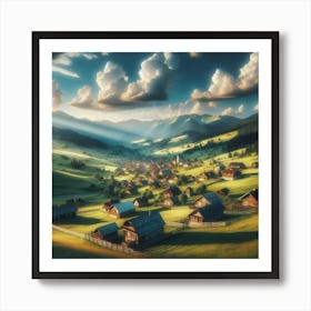 Village In The Mountains Art Print