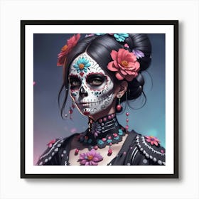 Female sugar skull 1 Art Print
