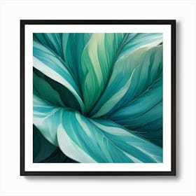 Abstract Green And White Leaf Pattern Art Print