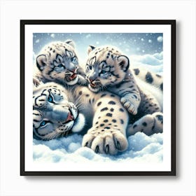Snow Leopards 1 Art Print