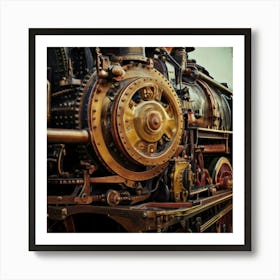 Firefly Steampunk, Train, Victoria, Station, London, Closeup, Industrial, Vintage, Gears, Brass, Mec (1) Art Print