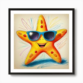 Starfish In Sunglasses 1 Art Print