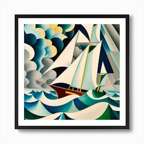 Sailboat In The Storm Poster