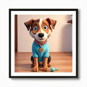 Dog In Blue Sweater Art Print