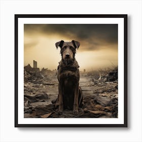 Dog In The Rubble Art Print